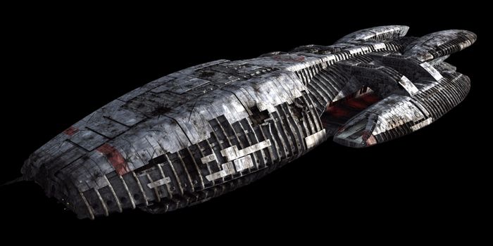 Und hier die Battlestar Galactica im Vergleich zur... Und hier die Battlestar Galactica im Vergleich zur...