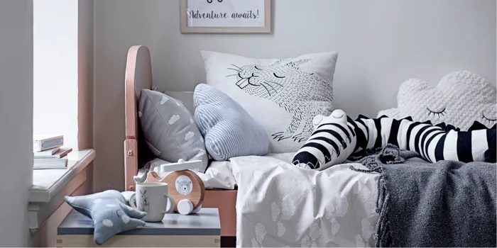 I cuscini per bambini rendono più accogliente il letto o la zona relax della cameretta. Immagine: Bloomingville I cuscini per bambini rendono più accogliente il letto o la zona relax della cameretta. Immagine: Bloomingville