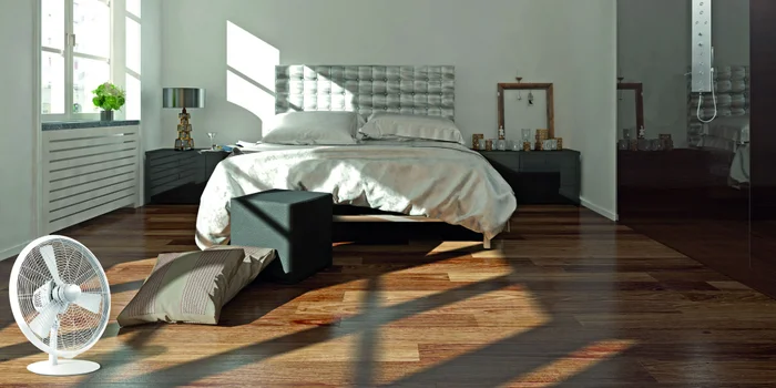 Stylies Scirocco – der kompakte Ventilator versetzt auch in grossen Räumen die Luft in Bewegung.