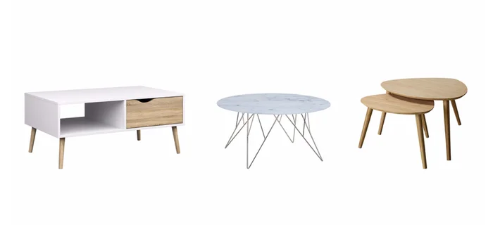 Beistelltische im nordischen Stil von Tvilum, Furn und Cinas (v.l.n.r.).