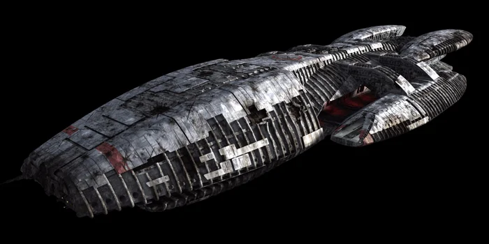 Und hier die Battlestar Galactica im Vergleich zur... Und hier die Battlestar Galactica im Vergleich zur...