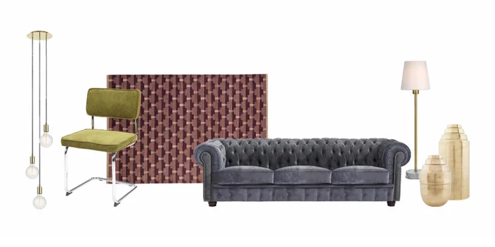 Surfaces veloutées, imprimés graphiques et highlights couleur laiton: le style mid-century est de retour!